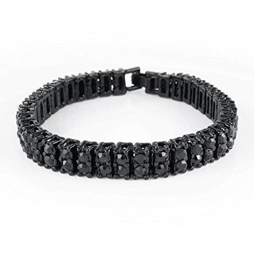 14K Black Gold Plated Gold 2 ROW Diamond Iced Out Bracelet (8 inches)