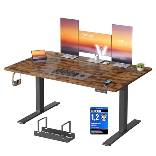 VASAGLE Höhenverstellbarer Schreibtisch, 140 x 80 cm, USB-C-Anschluss