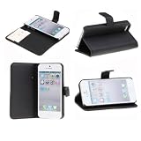 Neewer PU Leather Wallet Case Pouch Flip Stand Case Cover for Apple iPhone 5,5S,5C(Black)