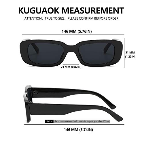 KUGUAOK Retro Rectangle Sunglasses Women and Men Vintage Small Square