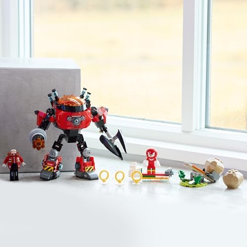 Sonic The Hedgehog Knuckles Contre l’Egg Crusher de Dr. Eggman - Jouet Robot - 2 Minifigurines, Anneaux & Émeraudes du Chaos - Cadeau pour Garçon, Fille & Fans de Jeux Vidéo dès 8 Ans 77005