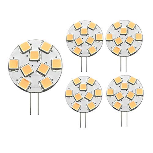 lighteu 5X 2W G4 LED Unidirectional Capsule LED Bulbs, 9X 5050 SMD LED Non-Dimmable (Warm White)