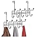 mDesign Decorative Metal Over Door 10 Hook Storage Organizer Rack - for Coats, Hoodies, Hats, Scarves, Purses, Leashes, Bath Towels, Robes, Men's and Women's Clothing - Black Chrome