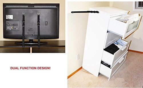 Anti-Tip TV Straps, Furniture Straps, Durable Thick Metal Plates, Improved Design, Triple Locking System, 2 Pack, Heavy Duty TV and Furniture Dresser Mount, Baby Children Safety Straps