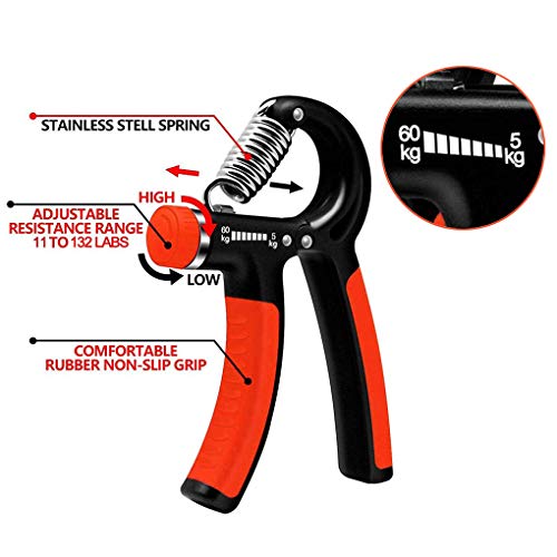 Qsnn-Handtrainer-Fingertrainer-2erSet-Hand-Muskel-Trainer-5-60Kg-Einstellbarer-Fingerhantel-Maenner-Fitness-Griffkraft-Trainer-Hand-Staerkung-Trainingsgeraet-und-Unterarm-Krafttraining-Rot