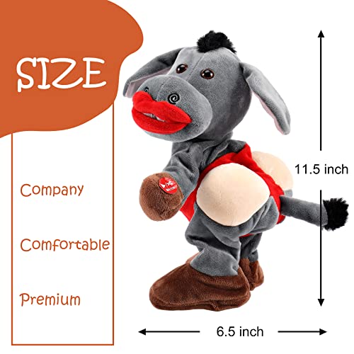 LUKETURE Singing Donkey Toy, Plush Donkey, Shaking Head and Wiggle Hip Donkey Toy Electric