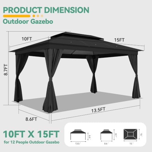 COBIZI 10x15 Outdoor Gazebo Review: Soft Top Shelter with Privacy Curtains image 16