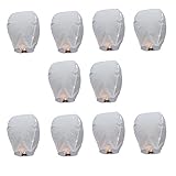 TINKSKY 10 Piece whiteSkyLantern 10PC1 Chinese Kongming Wishing Lamps, White