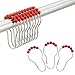 Amazer Shower Curtain Hooks, Decorative Shower Curtain Hooks Red Stainless Steel Shower Curtain Hooks and Shower Hooks for Bathroom Shower Rods Curtains-Set of 12