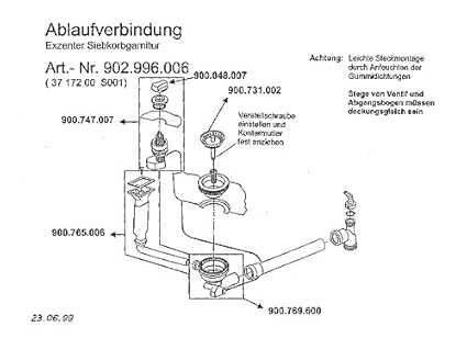 Ab- und Überlaufgarnitur für die FRANKE Einbauspüle Ariane ARG 614 ab Baujahr 1999 / Ersatzteil Spüle / Ablaufgarnitur