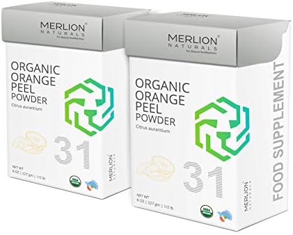 Organic Orange Peel Powder by Merlion Naturals | Citrus aurantium | 454gm/ 16OZ/ 1lb | USDA NOP Certified 100% Organic (2 Pack of 227gm)