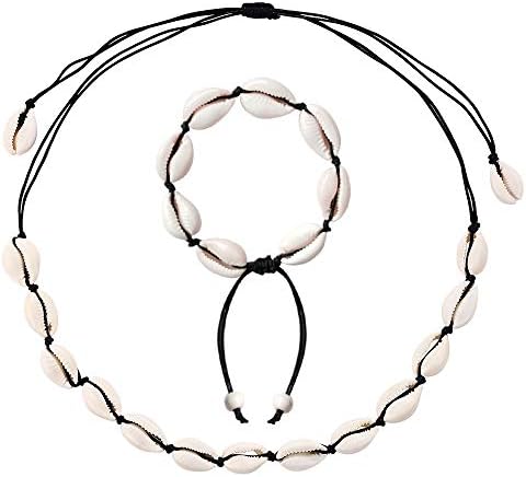 ASELFAD Natural Cowrie Shell Necklace Handmade Woven Adjustable Boho Hawaii Beach Seashell Choker for Women Girls