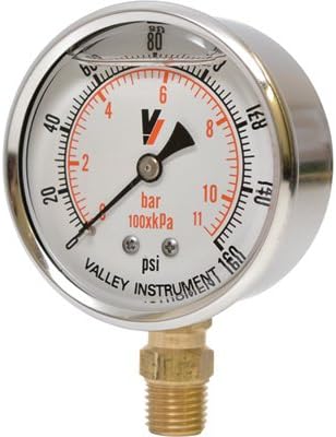 Grade A Stem Mount 2 1/2in. Glycerin Filled Gauge - 0-160 PSI