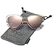 SOJOS Women's Double Wire Double Rimmed UV400 Cat Eye Sunglasses SJ1047 with Gold Frame/Pink Mirrored Lens