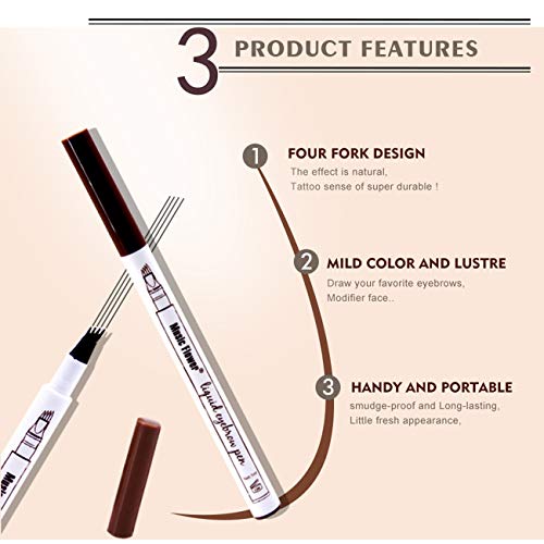 4D Mascara Eyelash Cream and Tattoo Eyebrow Pencil Set, Waterproof Eyebrow Pen with Micro-Fork Tips, Natural Thickening Curling Mascara, Beauty Make up Set Must