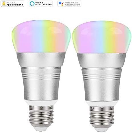 Smart WI-FI LED Light Bulb Compatible with Alexa and Google Assistant Lighting Lamp for Home Indoor Outdoor Remote Control，RGB Color,Warm White Color,No Hub Required，7W (YW003-2 Packs)