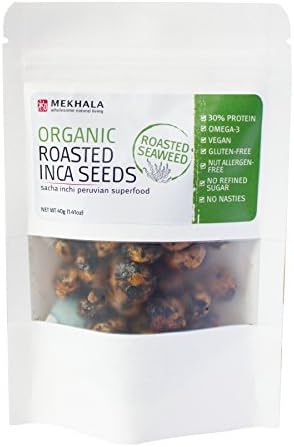 Mekhala Organic Roasted Inca Seeds (Sacha Inchi) 40gm/1.41oz (4-Pack) (Roasted Seaweed) 산들해 사차인치/印加果