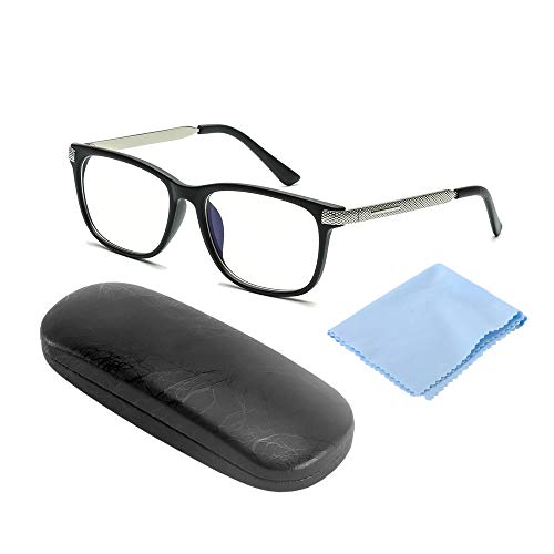 Blue Light Blocking Reading Glasses, Computer Gaming Glasses (Anti UV Transparent Lens) Relieve Eyes Fatigue, Blocking Headaches, for Men & Women (No Magnification, Matte Black)
