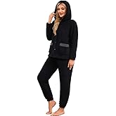 HEARTNICE Women's Cute Hooded Pajama Set, Soft Warm Plush Long Sleeve Sleepwear with Pockets Fluffy Fuzzy Cozy Pjs