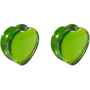 Niaspi Green Glass Heart Ear Plugs Double Flared Transparent Glass Hearts Stretch Expanders Piercing Jewley 8-25mm Ear Tunnel