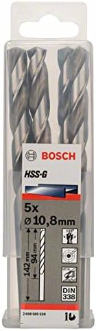 Bosch 5x PRO Metal HSS-G Twist Drill Bit Standard Length (for Non-ferrous metals, Steel, diameter 10,80 mm