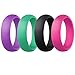 Women's Silicone Wedding Ring Rubber Band - 4 Rings Pack - Pink, Turquoise, White, Black, Silver, Red, Tangerine, Purple