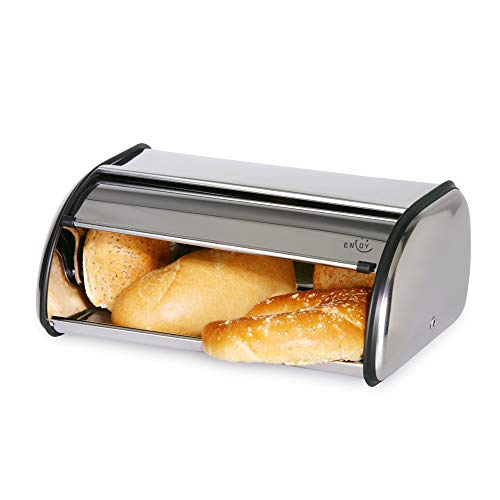 ENLOY Bread Box for Kitchen Counter, Stainless Steel Roll Top Bread Bin