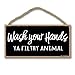 Honey Dew Gifts Bathroom Sign, Wash Your Hands ya Filthy Animal 5 inch by 10 inch Hanging Wall Art, Decorative Funny Inappropriate Sign, Home Decor, 75610