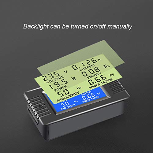 CrocSee AC 80-260V 100A CRS-022B LCD Display Digital Current Voltage Power Energy Frequency Power Factor Multimeter Ammeter Voltmeter with 100A Split Core Current Transformer