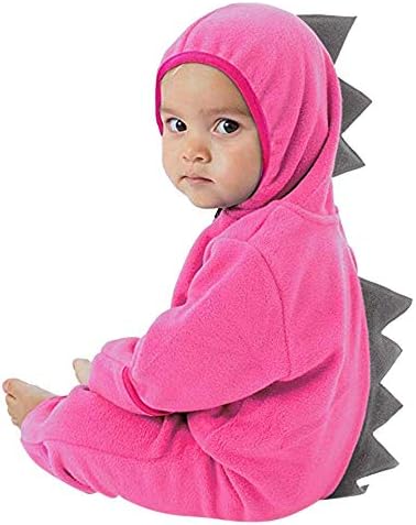 Infant Toddler Baby Boy Girls Long Sleeve Dinosaur Hoodie Romper Zip Jumpsuit Set Clothes