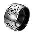 Heraculs 316L Stainless Steel Ring 11mm Two Tone Black IP with Grooved Rose Eternity Wedding Engagement Band Size 9