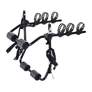 Outsunny 3 Bike Rear Carrier Hitch Mount Carry Rack Car Truck with Fix Strap – Black