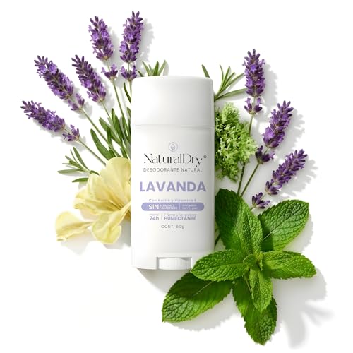 NaturalDry - Desodorante Natural Mujer - Sin Aluminio - Sin Parabenos - No obstruye los poros - Elimina el mal olor - NO HUELES - En barra olor Lavanda para axilas - Duración de 24h (1 unidad)