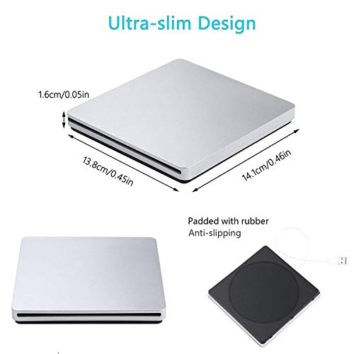 External Blu ray Drive,VikTck USB 3.0 Hard DVD/CD Burner/Writer,3D 4K 6X Blu-Ray Disc Playback, Slim & Super-Fast for Windows, Mac OS Laptop, PC, Computer (Silver)