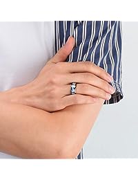 King Will Mens 8mm Black Tungsten Carbide Wedding Ring Inlay Blue Opal Sticker& Gold Dolphin