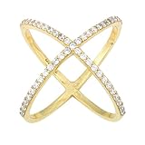 Sterling Silver Pave CZ Gold-Plated 