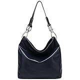 FASH Top Handle Soft Hobo Shopper Handbag,Blue,One Size