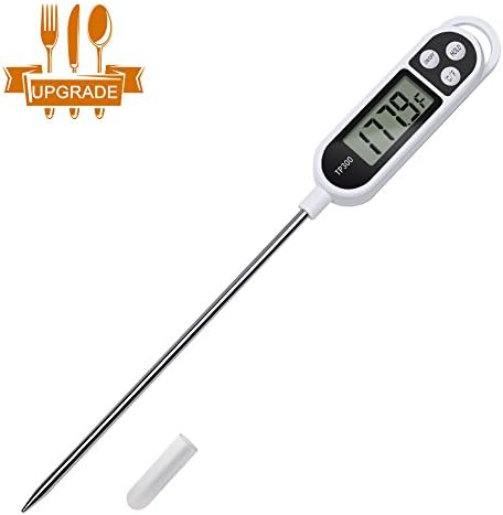 Meat Thermometer LQQBSTORAGE Instant Read Meat Thermometer With 5.9 Inch Long Probe And LCD Screen Digital Meat Thermometer For Kitchen Cooking Food Grill BBQ Candy Milk Water-White