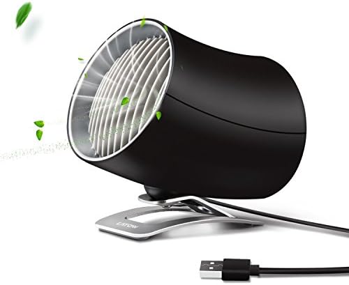 Mini USB Table Fan, Portable Personal Desk Fan with Two Speeds Adjustable Touch Control, PC/Laptop Cooling Fan for Home, Office, Travel - Dual Motor Driver, Double Blades, Color Black