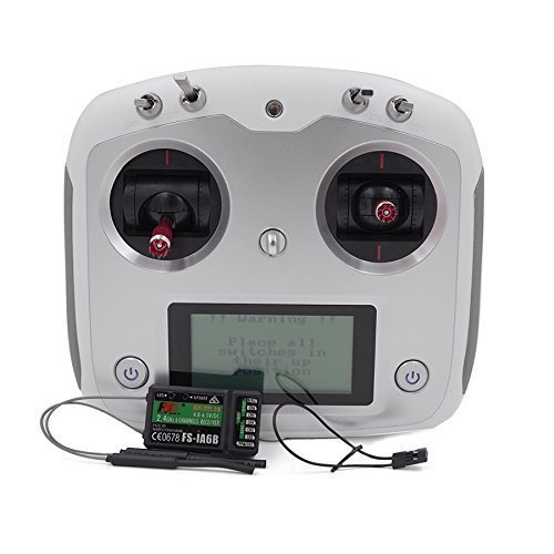 Flysky FS-i6S 2.4GHz 10CH RC Transmitter and FS-iA6B Receiver, AFHDS 2A Touch Screen Radio System Remote Controller with Self Centering Throttle Mode for RC Drone Multicopter FPV (Left Throttle)