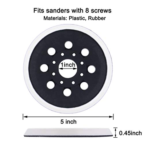 NYTiger 5 inch 8 Hole Hook & Loop Replacement Sander Backing Pad for