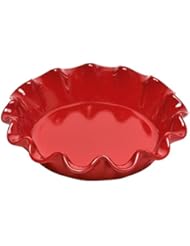 Emile Henry 346187 Made in France Burgundy Ruffled Pie Dish 10.5