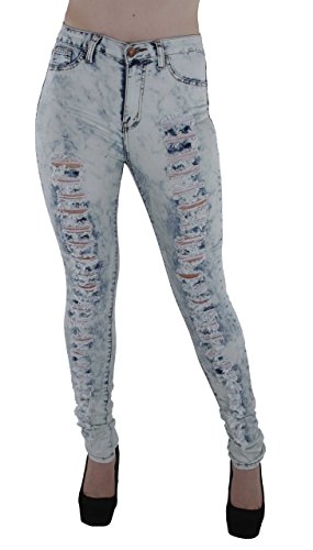 ripped bleach wash skinny jeans