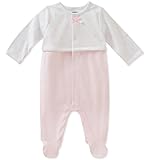 absorba Baby Girls Footie, Vanilla/Pink, 0-3 Months