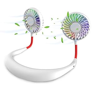Wearable Neck Fan, Handsfree Mini USB Fan Rechargeable Portable Personal Fan, Desk Fan, Necklace Fan with Dual Wind Head…