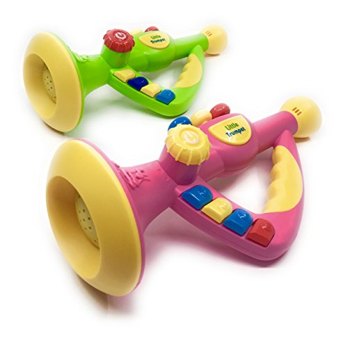 Musical Trumpet Children's Toy Battery Operated w/ Tunes & Lights , Kids Learning & Entertainment (Green) - Thumbnail 5