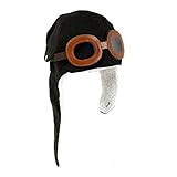 Sealike Cool Pilot Aviator Fleece Hat Cap with Earmuffs with a Stylus(Black)