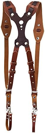 RL Handcrafts Clydesdale Lite - Dual Camera Leather Harness - (Tan, Medium)