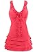 Wantdo Women's Sandy Beach Wear Dress Swimming Costume Over Size Swimsuit Dress, Watermelon Red, US 6-8