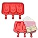 Sakolla Homemade Popsicle Silicone Molds with Lid, BPA Free Ice Cream Bar Mold, 3 Cavities Silicone Ice Pop Mold with 40 Wooden Sticks, Set of 2 ( Rabbit Shape)